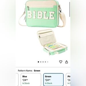 Green and Cream Bible Bag NEW
